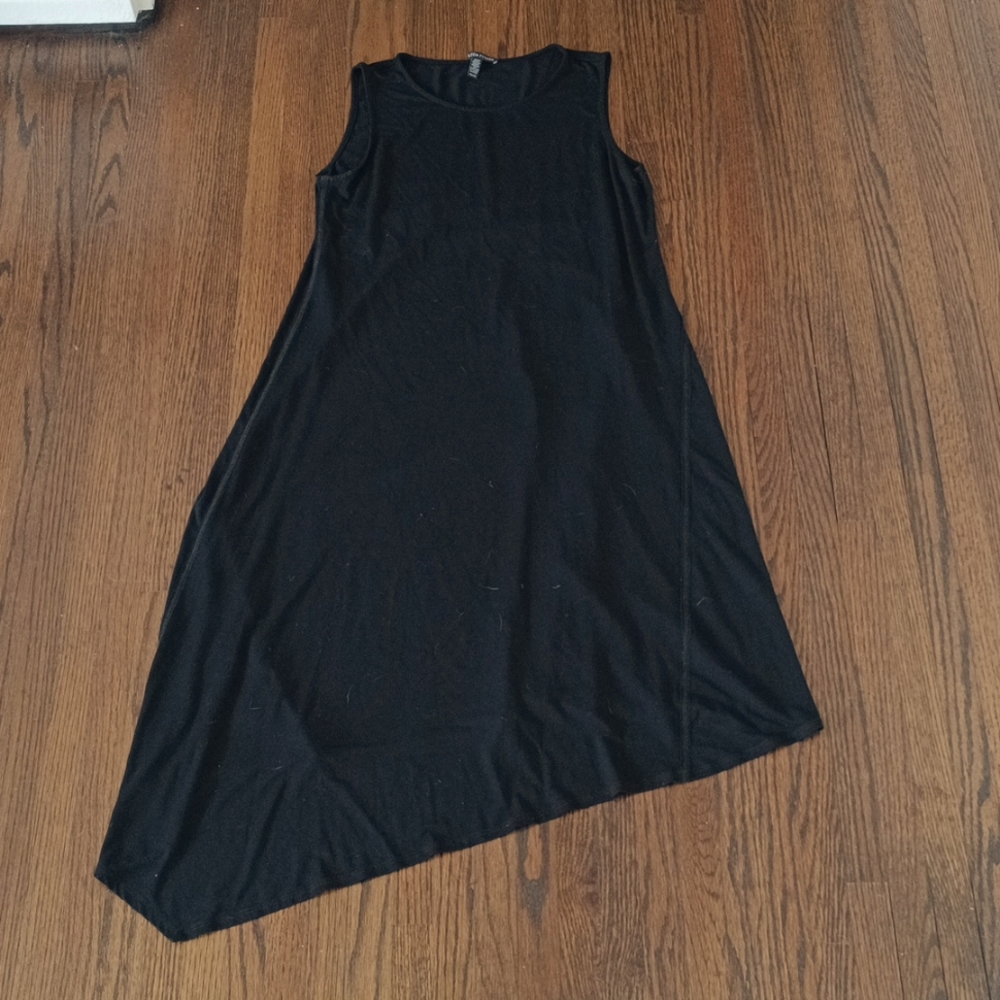 Eileen Fisher Black Asymmetrical Sleeveless Dress - Size XS